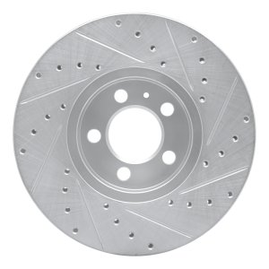 Audi A1 Brake Rotor (1) - Front Left - R1 Concepts - Drilled & Slotted - Silver - `98-`18